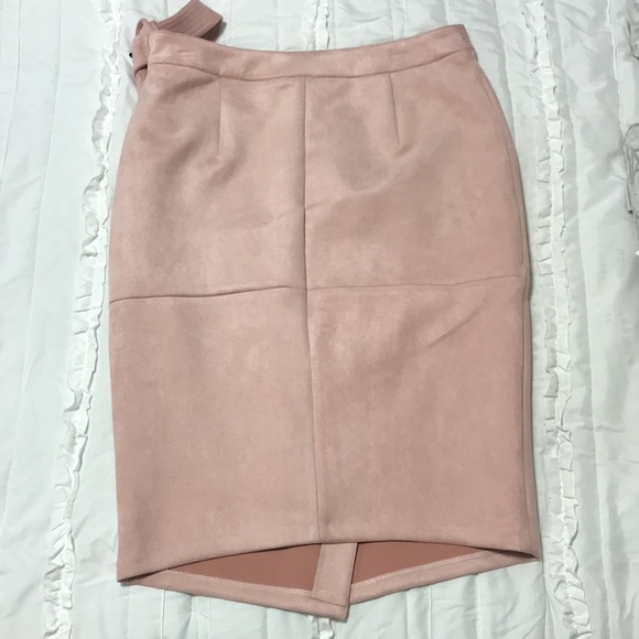 NWT - Ivanka Trump Pink Faux Suede Wrap Skirt - Size 12 (fits like 14) - Picture 4 of 9